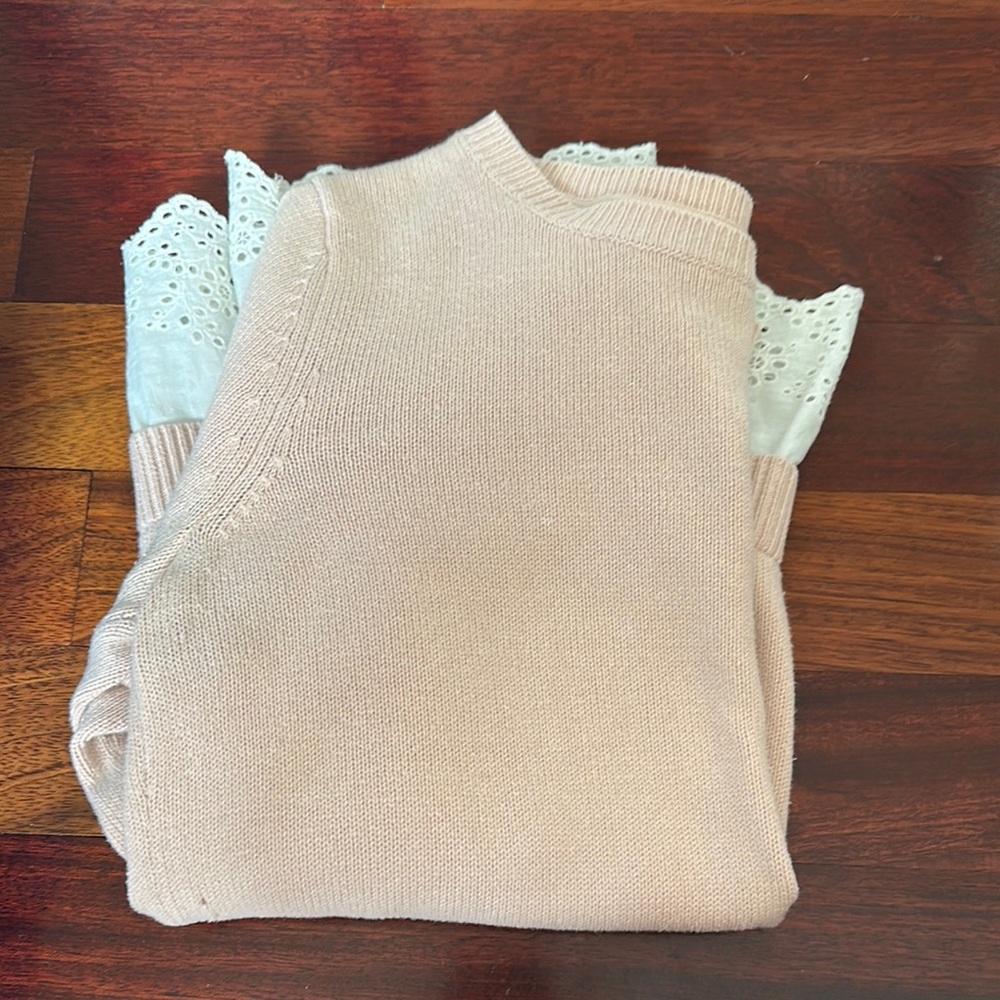 Elegant Cream Sweater with Lace Accents